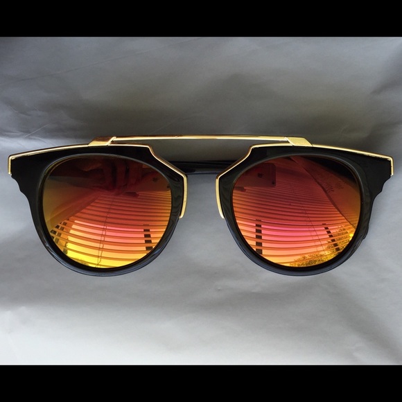 Accessories - Flare Lens Gold Trim Black Frame Sunglasses