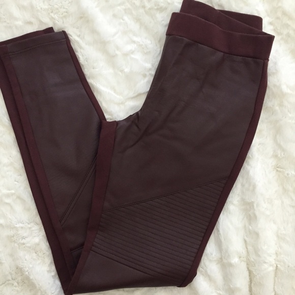 Oxblood Faux Leather Leggings - Picture 2 of 2