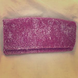 Moyna Beaded Pink Foldover Clutch