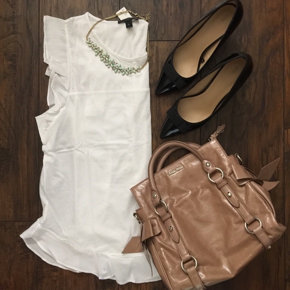 🌸 NWT J. Crew Flounce Tank Top - White 🌺