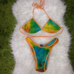 Cute colorful bikini with orange strings