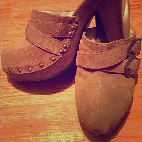 New Tan platform clogs