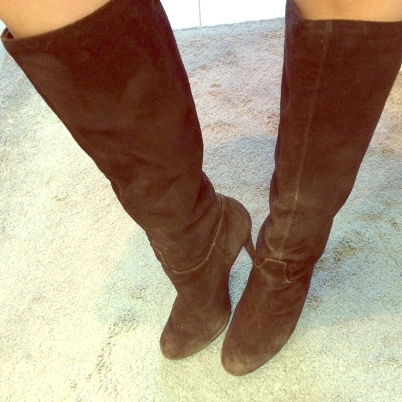 Nine West Chocolate Brown Suede Knee High Boot - Picture 1 of 3