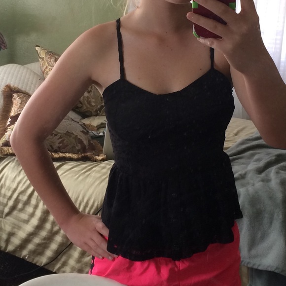 Black Lace Peplum Top - Picture 3 of 3