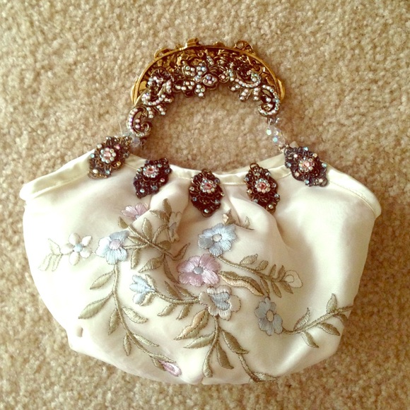 White satin Evening Purse