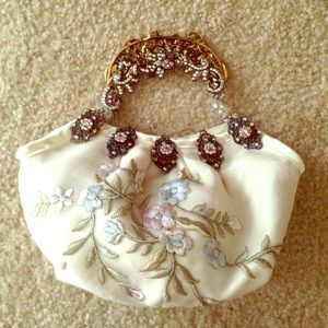 White satin Evening Purse
