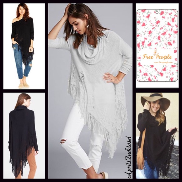 Free People Tops - FREE PEOPLE Black Poncho Sweater