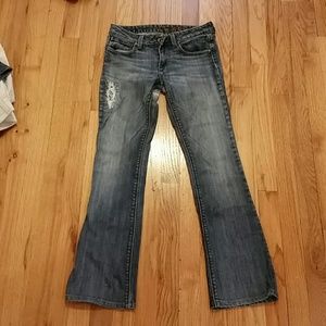 Chip and pepper medium wash with rip and repair