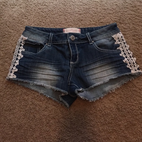 Lace jean shorts