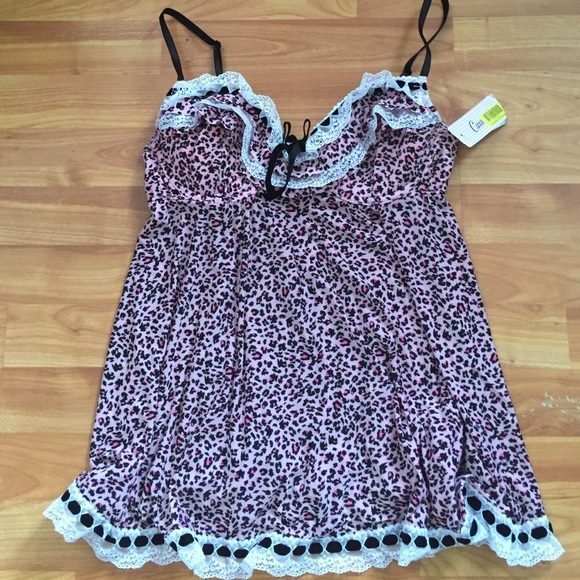 Cassandra Ruffles Galore Pink Cheetah lingerie top