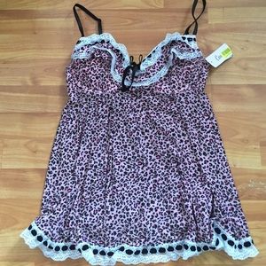 Cassandra Ruffles Galore Pink Cheetah lingerie top