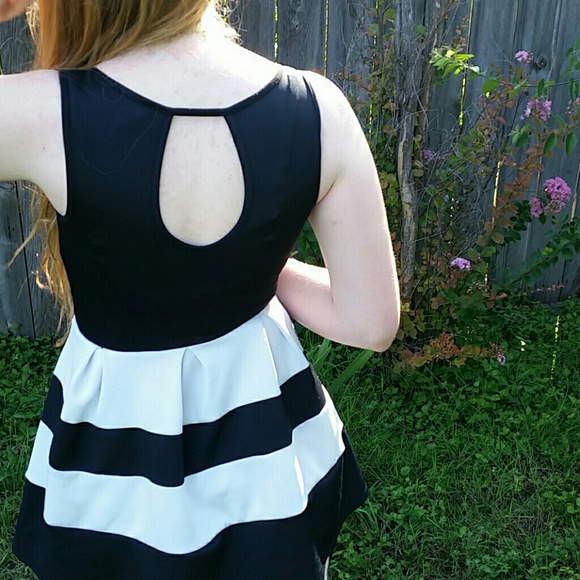 Black and White Spandex mixed Dress - Picture 2 of 3