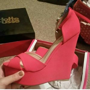Pink platform wedges