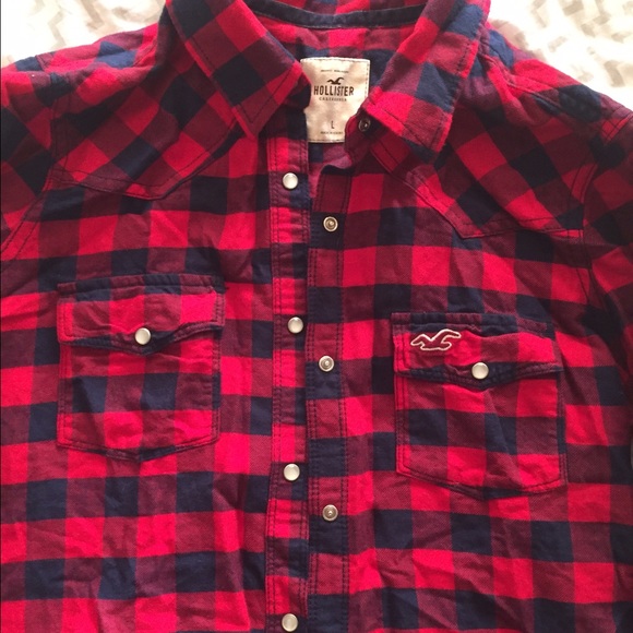 Red and black button down