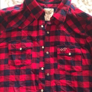 Red and black button down