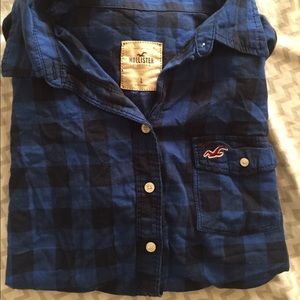 Blue and black hollister button down