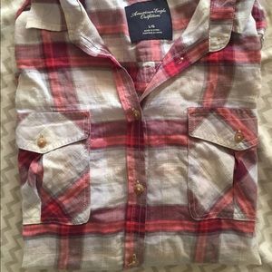 White and red button down