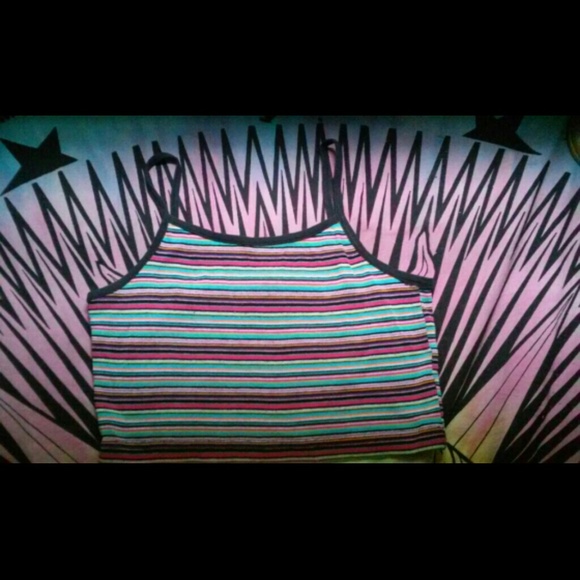 90s colorful striped crop top