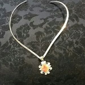 SILVER necklace with red pendant