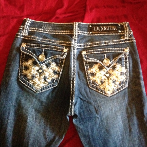 Embellished denim jeans