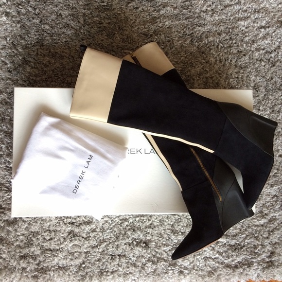 NEW Derek Lam "Mila" suede & leather wedge boots - Picture 1 of 4