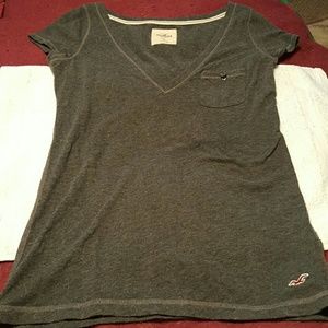 Gray V neck Hollister shirt w/ little pocket