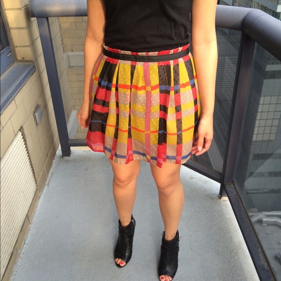 Jessica Simpson pleated chiffon plaid skirt - Picture 1 of 2