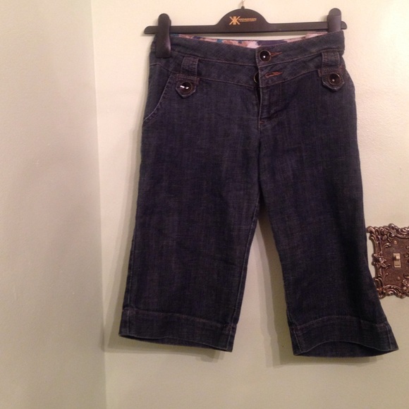 Denim shorts.