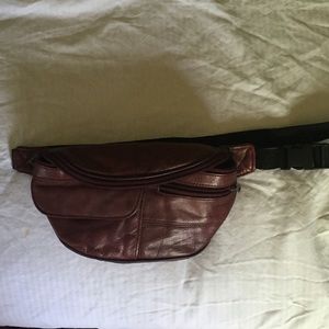 Vintage Burgundy Real Leather Fanny Pack