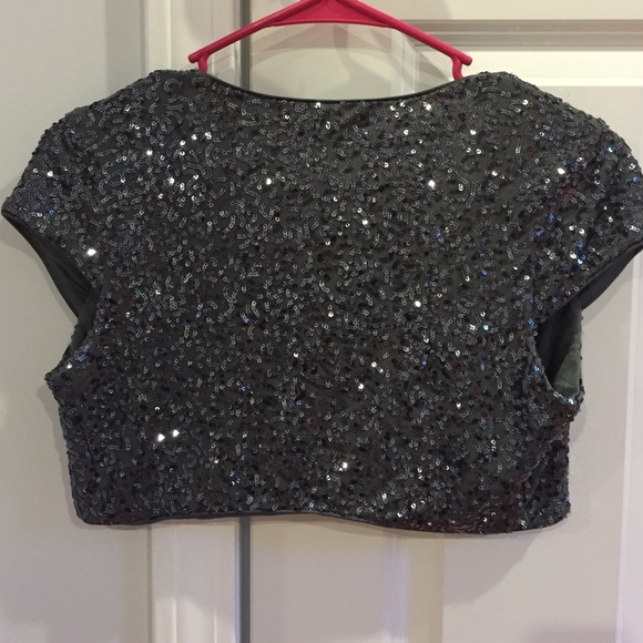 Express sequined charcoal crop jacket - Picture 2 of 3