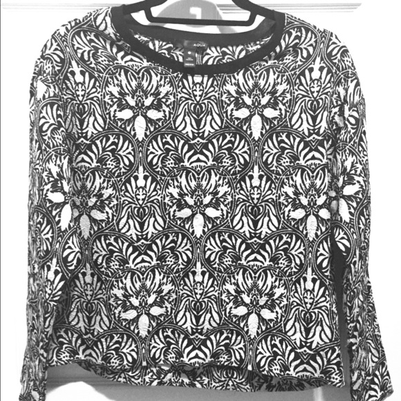 Aqua Long Sleeve Floral Top