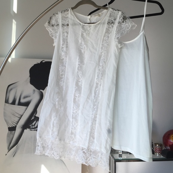 White lace dress with slip