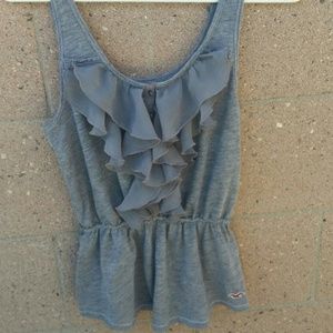 Hollister gray ruffle top