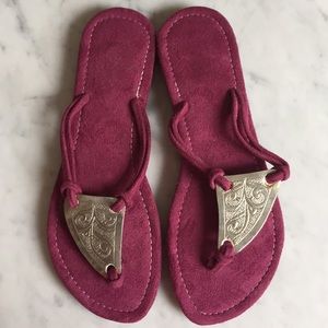 NEW Moroccan Suede Slippers w/ Carved Metal Detail