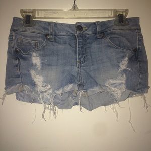 Ripped jean shorts