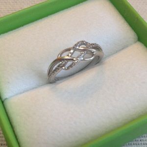 Zales 10K white gold diamond infinity ring