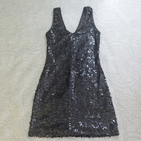 Dark Charcoal Sequin Sleeveless Dress