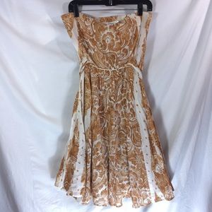 Cute mustard DVF strapless wrap dress