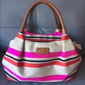 NEW KATE SPADE OAK ISLAND STRIPE STEVIE TOTE
