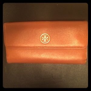 Tory Burch Tan and Orange Wallet