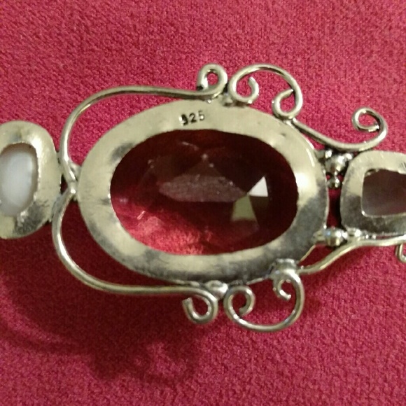 Peach Quartz Silver Pendant - Picture 2 of 2