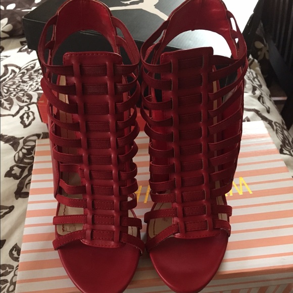 Red strappy heels