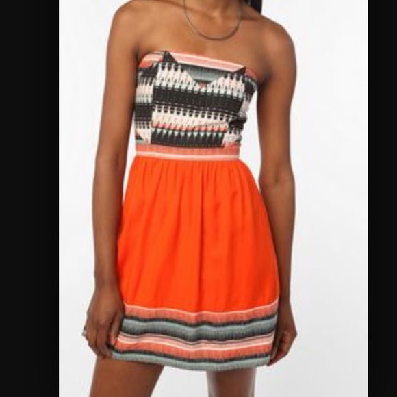 Tribal Print Strapless Dress