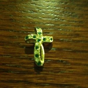 Twisted gold and emerald cross pendant