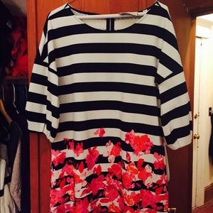 Anthropologie floral stripe tunic