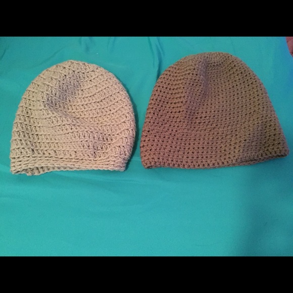 Homemade crochet beanie hats