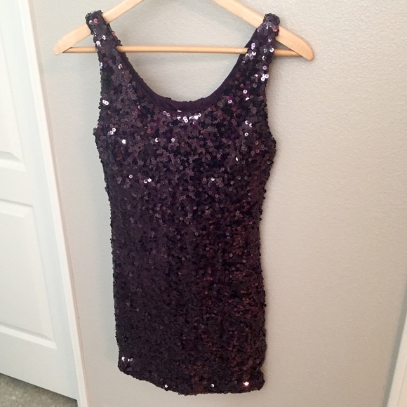 Purple Sequin Cocktail Dress - Picture 1 of 2