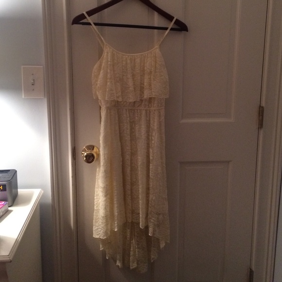 Off-white lace high-low dress