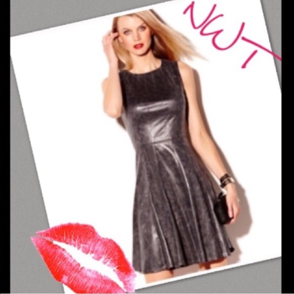 Vince Camuto Faux Leather Fit and Flare Dress