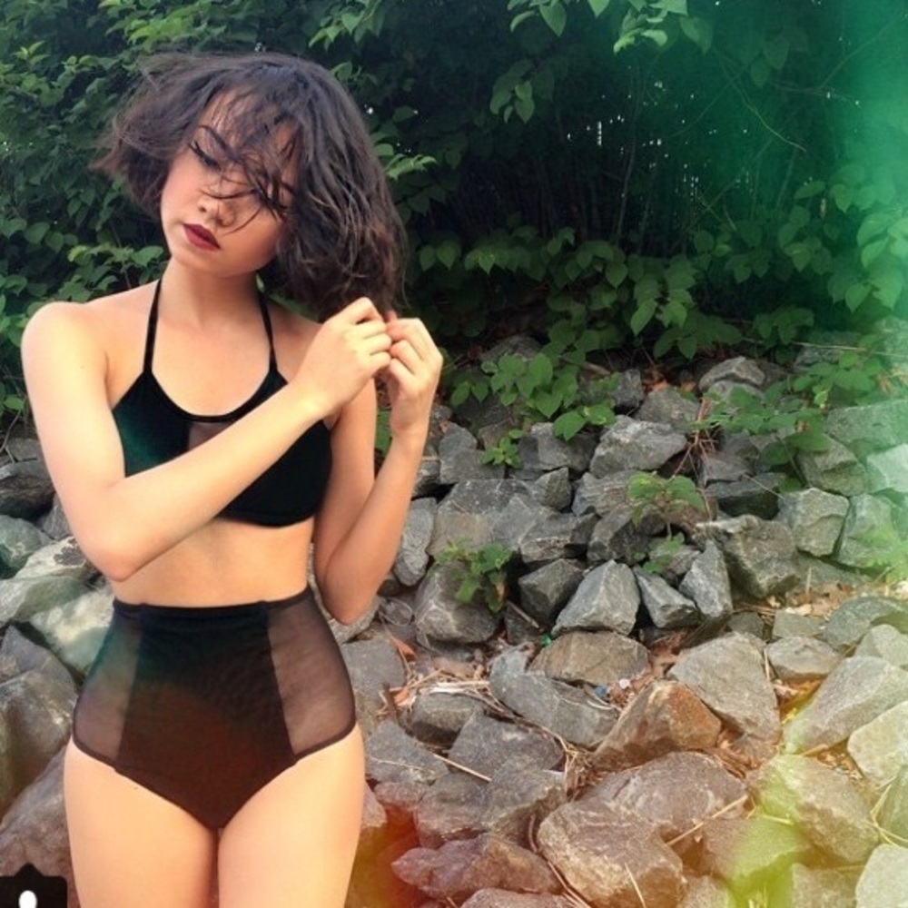 High waisted swim suit bottoms